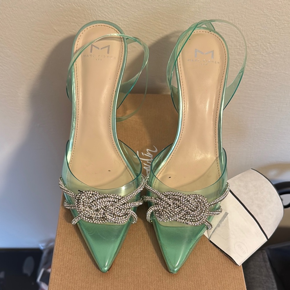 int Green Women's Shoes with Silver Accents